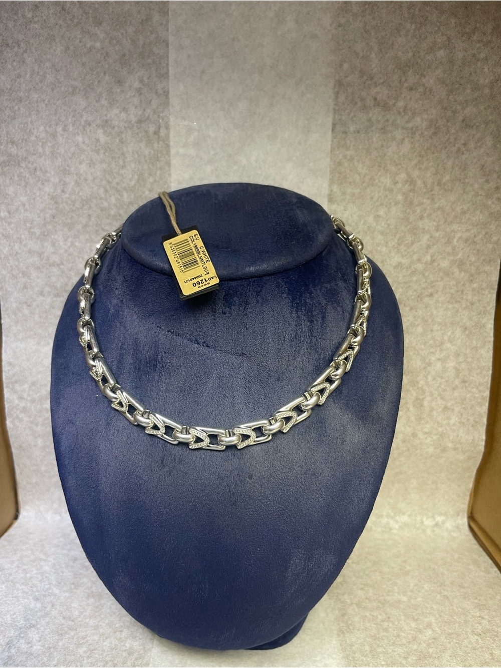 UNOde50 Silver Plated Geometric Statement Link Chain Necklace 17"
